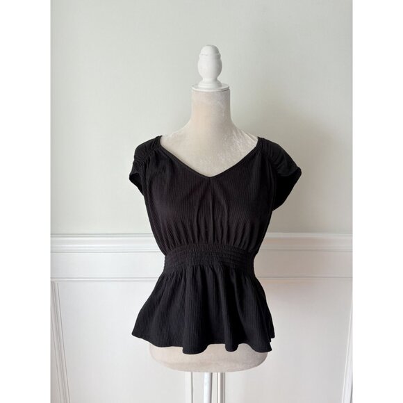 Old Navy Smocked Waist Top Black M - Picture 3 of 7